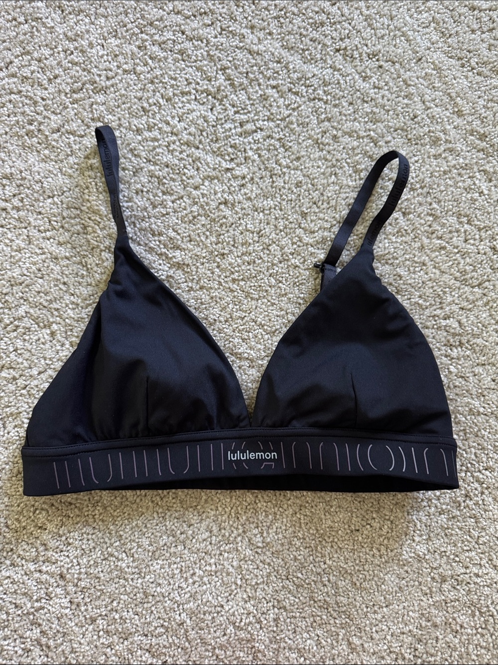 LULULEMON Black Vneck Logo Bra 6/S - Picture 1 of 5